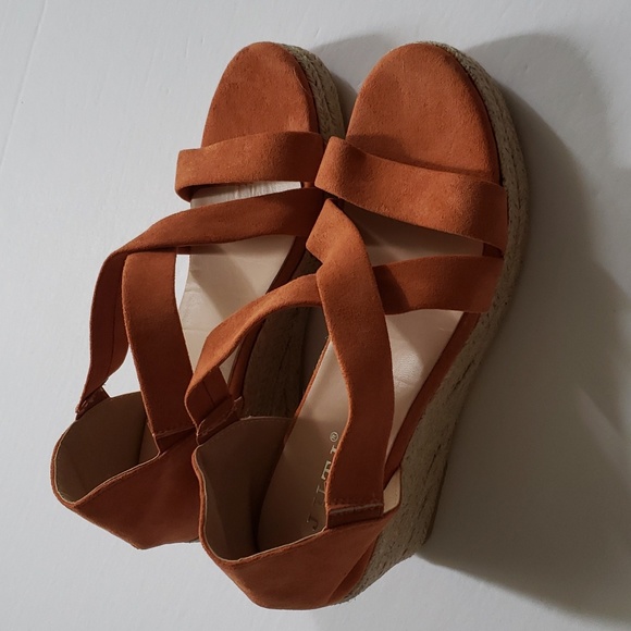 ROSY Orange Cross-Strap Espadrille Wedge Sandal - Women - Picture 5 of 8